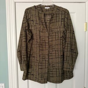 Calvin Klein Green Shirt with Black Grid Pattern